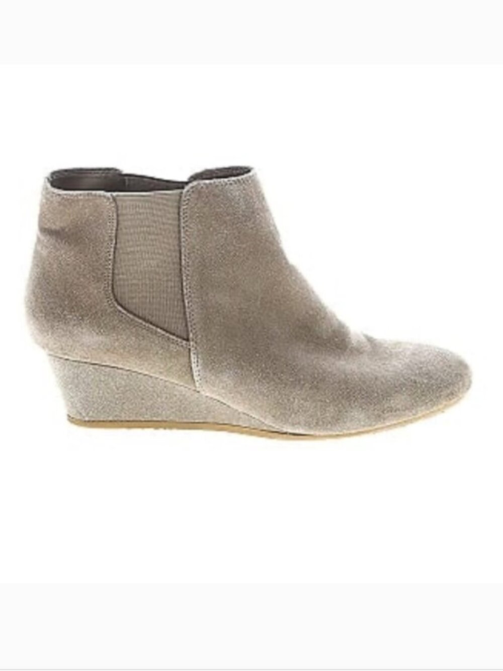 Nine West Lillian Tan Grey Suede Wedge Ankle Boots size 8.5 EUC